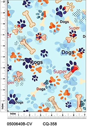 Дизайнерски стеганая плат от памук, Супер Dogs (хладно) в парцела (синьо, тъмно синьо, оранжево)