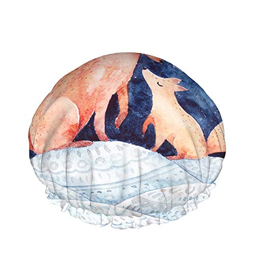 Moslion Горското Животно Лисица Шапки за душ Сладък Животни Абстрактно Изкуство Син Черен Зимна Нощ Лед Празник
