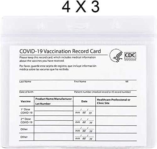 Корица за карти ваксинация CDC 4 X 3 инча, държач за карти имунизация, Прозрачен Винил Пластмасов протектор