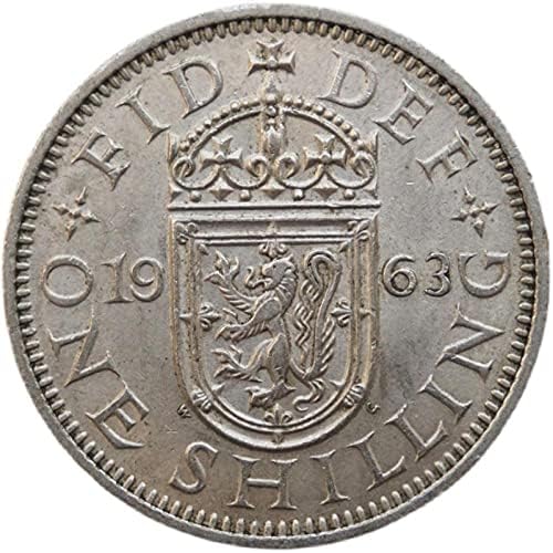 Британската монета в 1 шилинг (Шотландски Стои лъв) 1952-1968 г. освобождаването, диаметър-24 мм