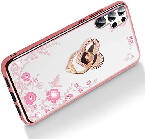 B-wishy за Samsung Galaxy S23 Ултра Блестящ Кристал Пеперуда Сърцето на Цвете Тънък TPU Луксозен Сладък Защитен