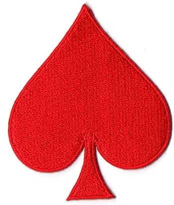 First Anything Червена Нашивка за покер с желязна бродерия за Шапки, Ризи, Якета, Раници, Дънки, Шапки с Размер