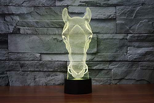 Jinnwell 3D Кон Нощно Лампа Илюзия 7 Цвята Смяна на Сензорен Прекъсвач Настолни Лампи За Маса Украса Led Коледен