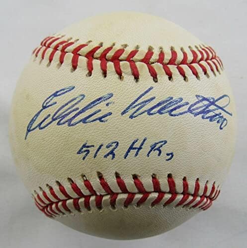 Играта на топка с автограф от Еди Мэтьюза Rawlings с 512 часовник Insc PSA / DNA AK - Бейзболни топки с автографи