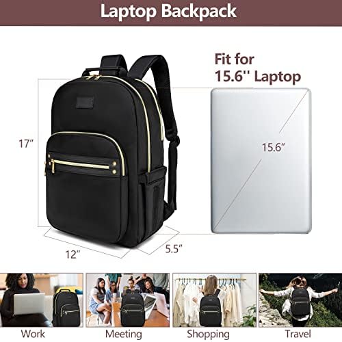 Раница за лаптоп bagswan за жени, Чанта за книги, 15,6-инчови Водоустойчива чанта за компютри, Стилни раници