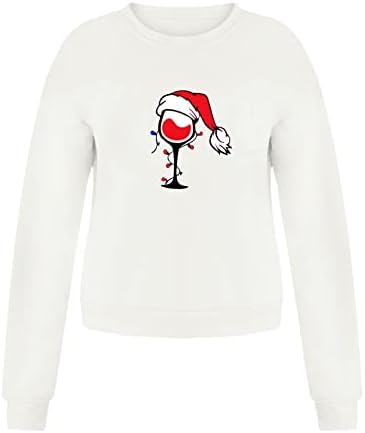 Дамски Коледна Графична Hoody, Всекидневни Пуловер с кръгло деколте, Свободна Риза, Леки Блузи, Дълъг Пуловер,