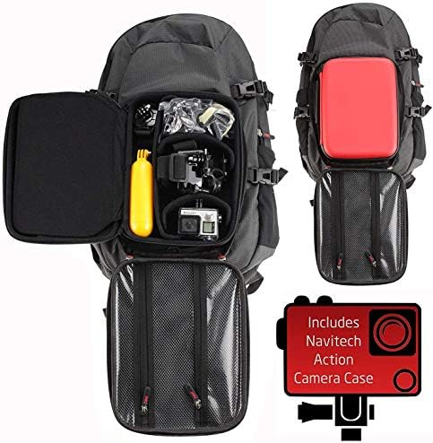 Раница за екшън камери Navitech и Червен калъф за съхранение с вградено нагрудным колан - Съвместим с екшън