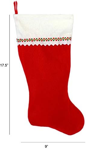 Коледни чорапи с бродирани мен монограм, Червено-Бяло фетр, Инициал F