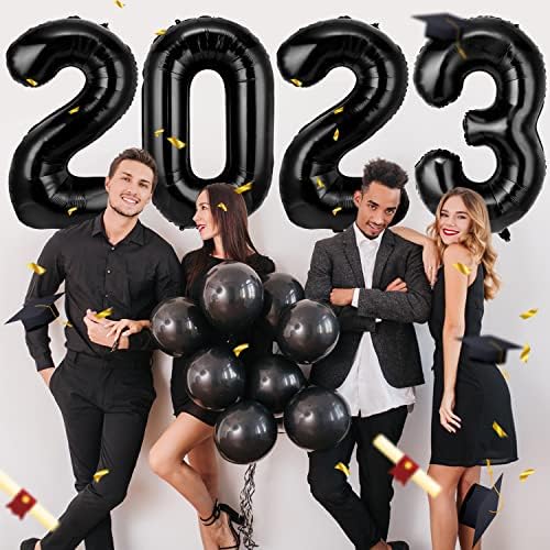 2023 Гигантски Черни балони - 40 Инча Premium Алуминий 2023 Фолио Майларовый Балон за 2023 Коледна Парти на