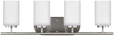 Стенен лампа за баня Generation Осветление 4-Light Oslo (Матиран никел)| Лампа за баня за Дома | В светильнике за Суета се Използват Стандартни или led крушки A19