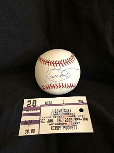 Кърби Пакетт Даде Автограф Бейсбольному топката Omlb - Minnesota Twins Hof е Рядкост! - Бейзболни топки с автографи