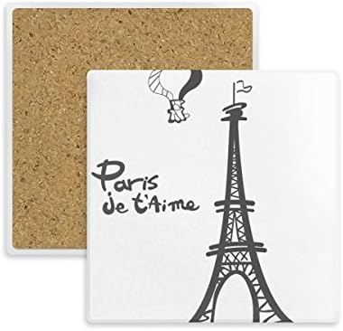 Линеен Фигура Силует на Айфеловата Кула в Париж на Площада в Увеселителен парк Чаша Държач за Чаши Абсорбираща