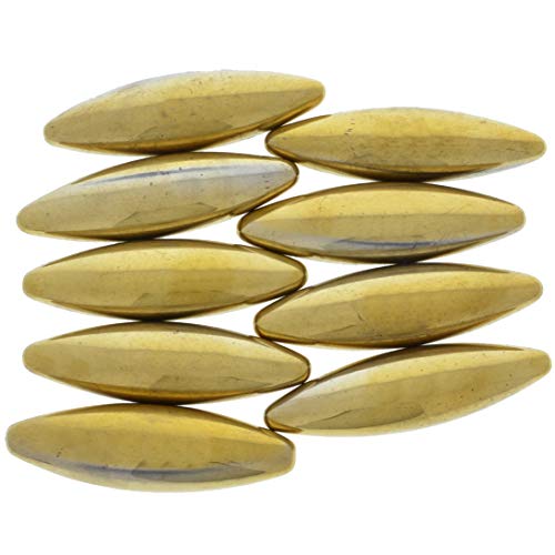 Материали Fantasia: 6 бр. Големи златни магнитни елипси от гематита - 2.4 инча x 0,67 инча - Обемни феритни