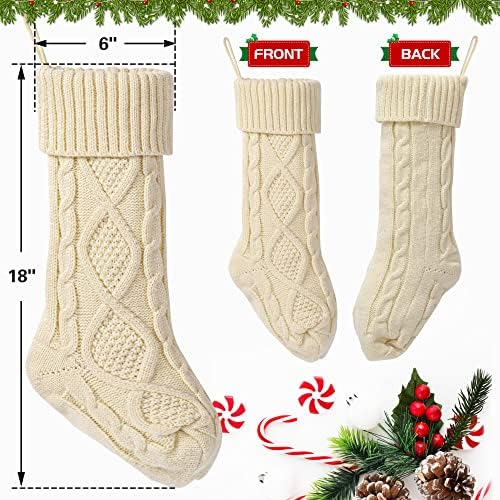 MOSTOP Персонализирани Коледни Чорапи, 18-инчов Голям Вязаный Коледни Чорапи с Потребителски Име за Деца, Семеен