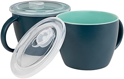 Керамични Суповые чаши с дръжка, От Kook, Окачена Пластмасов капак Са идеални за овесени люспи на нощ, са Безопасни