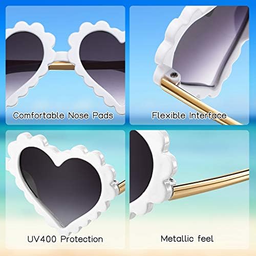 Weewooday, 3 Чифта Слънчеви Очила във формата на Сърце за Деца, Детски Очила във формата на Сърце за Момичета
