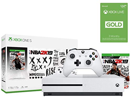 Бонус пакет Xbox One S 1TB NBA 2K19 с 3-месечен златно членство в Xbox Live: Xbox конзола One S обем 1 TB, игра