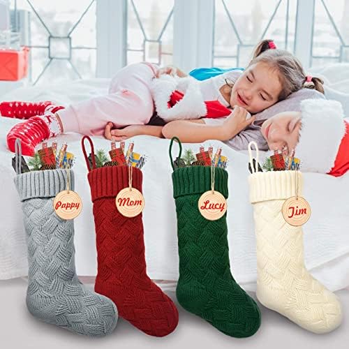 ROSFORU 3 Опаковки 18-инчови Трикотажни коледни Чорапи, Голяма Подарък чанта за бонбони, Коледни Плетени Чорапи