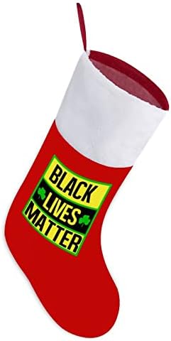Коледни Чорапи Black Lives Matter от Червено Кадифе, с Бял Пакет шоколадови Бонбони, Коледни Декорации и Аксесоари