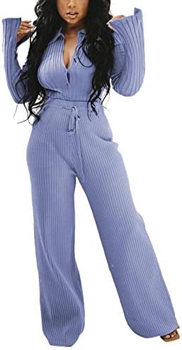 SHENGXINY/ Есен Облекло за Жени, Модни Ежедневни Блузи с Изгорени ръкави и Копчета + Обикновена Широки Панталони,