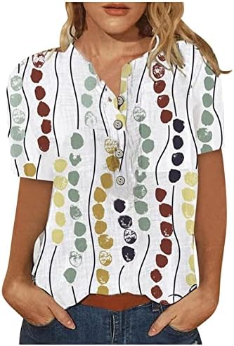 Дамски Ежедневни Ризи Тениски с Къс Ръкав през Цялата Силует На Копчета Свободно Намаляване на Tunica Върховете Блуза с Джоб
