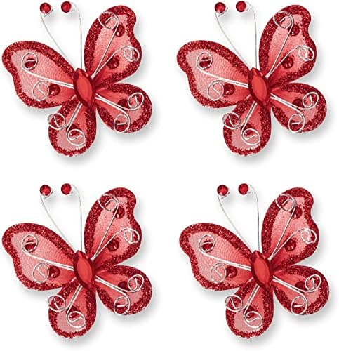 Опаковка от 40 Пеперуди от органза, 2-Инчов Тъканта, Пеперуда, Найлон Блестяща Пеперуда, Разпръсват по Масата