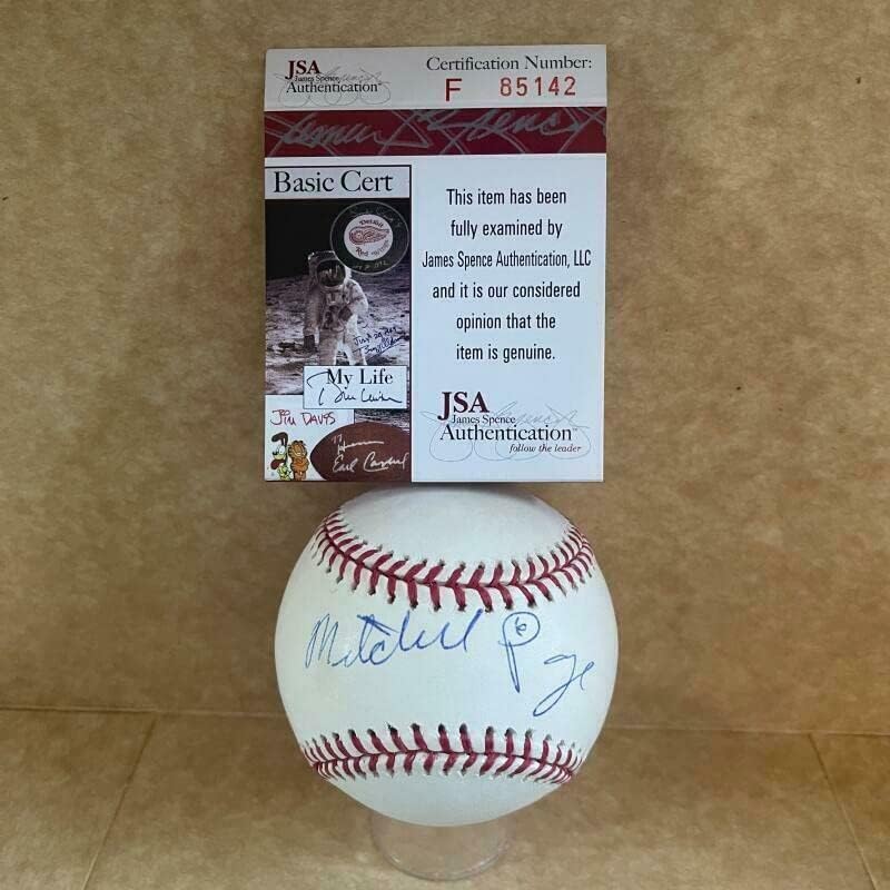 Mitchell Page Oakland A ' s С Автограф M. l. Baseball Jsa F85142 - Бейзболни топки с автографи