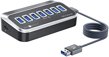 7 Портове 10 gbps A USB Хъб 32 ° Easy Plug и Play Настолен USB хъб с дължина 3,3 фута за PC и 7 Портове USB C Хъб Док-станция с 4K, HDMI, SD/TF 100W PD