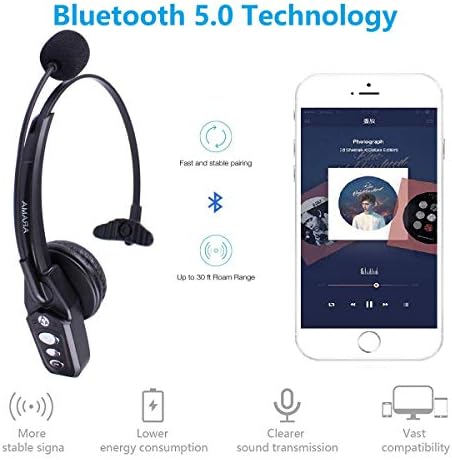 Arama Bluetooth Слушалка V5.0, Професионална Безжична Слушалка с Микрофон с Шумопотискане за Мобилен телефон,
