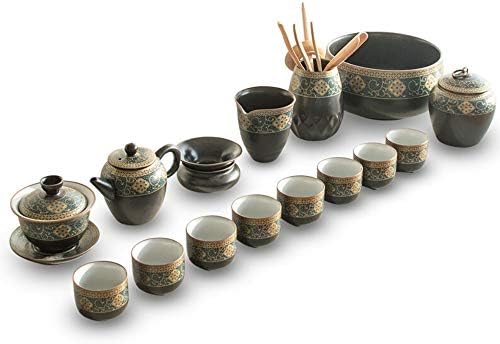 Висококачествен чай в ретро китайски стил, Чай кунг-фу, Купата с капак, Чай Комплект за хол, Офис подарък за 8 души, Керамични чай, подарък кутия (Цвят: многоцветен, ра?