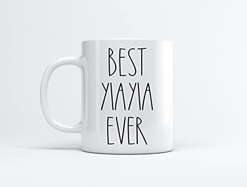 Най-добрата кафеена чаша Yiayia Някога - Подаръци за Коледа - Подаръци Yiayia за рожден Ден Кафеена чаша - Ден на бащата / Ден на майката - Семейна кафеена чаша За рождения с?