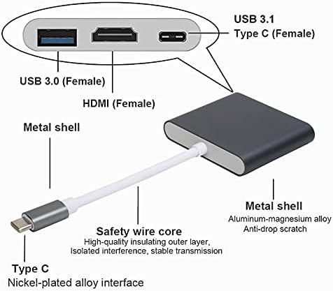 plplaaoo C USB Концентратор, USB hub, USB Адаптер, USB C Adpater 3.1 3 в 1 Hub Конвертор Докинг станция за Мултимедиен