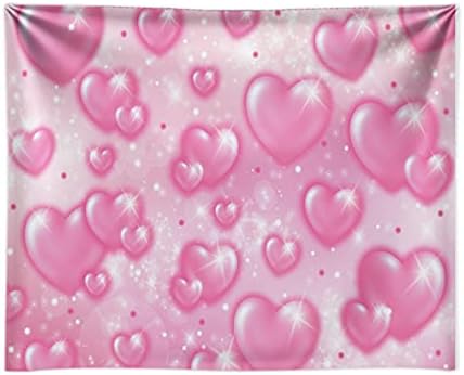Фон за снимки от мека тъкан Funnytree 8x6 Фута в началото на 2000-те, Розови Сърца, Романтичен Фон на Свети