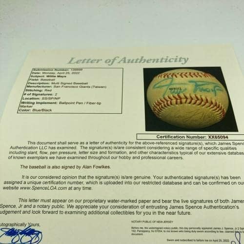 Уили Мейс подписа Реколта бейзболни топки на 1970-те години San Francisco Giants JSA COA - Бейзболни топки с