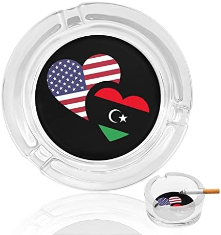 Стъклени Пепелници с Либийския Флага на САЩ за Цигари, Ветрозащитный кофа за Боклук, Необичайни Пепелници с
