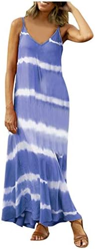 Жена Шарени Макси Рокля в стил Бохо с принтом под формата на Тай-оцветител, с V-образно деколте, Без Всекидневни
