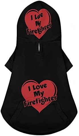 Hoody с принтом Аз Обичам един Пожарникар за домашни любимци, Забавни Дрехи за Домашни Любимци, Топъл Пуловер,