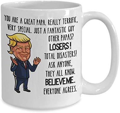 Чаша Тръмп Papa дядо или татко, Ти си Чудесен баща, Забавна Бяла Керамична Чашата за Кафе на 11 или 15 грама с коментари