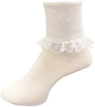 Дантелени чорапи за Кръщение - Чорапи за Кръщаване на Малки момичета - Детски бели чорапи За Кръщение - Accesorios