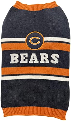 Пуловер за кучета NFL Chicago Bears, Среден размер. Топъл и Уютен Вязаный Пуловер за домашни любимци с логото