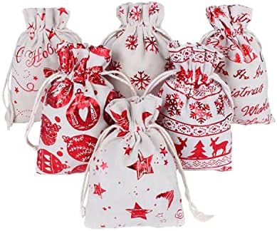 Чанта с Коледен Адвент-календар, Памучен и Бельо Подарък чанта от 24 дни от Дървен Клипс и стикери, Чанта за