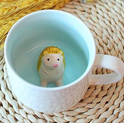 luckyse 3D скъпа мультяшная чаша, забавна керамични кафеена чаша (таралеж)