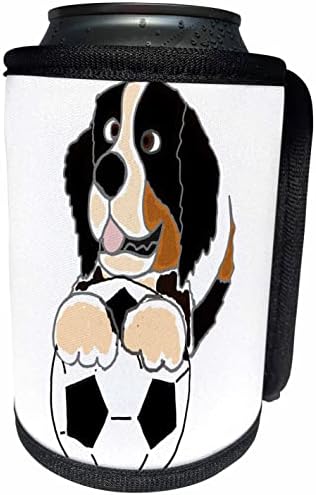 3dRose - Арт-Домашни All Smiles - Забавно Сладко bernese mountain dog, Играе Футбол - за Опаковане на бутилки-охладител