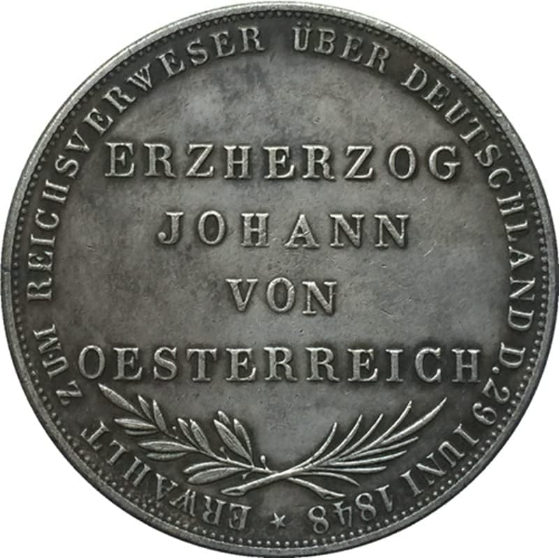 Немски Монети 1848 Г., Медна, със сребърно покритие, Старинни Монети, Монета Събиране на ръчно изработени, подлежащи