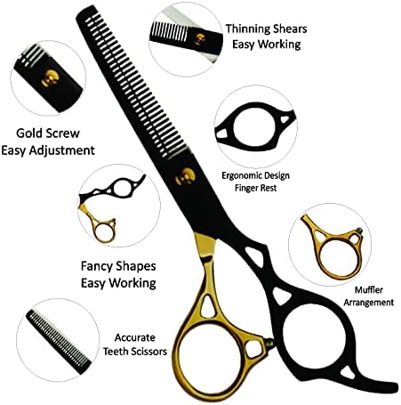 Професионални Златисто-черни Ножици за подстригване, набор от 6,7 инча, Фризьорски салон филировочные ножици