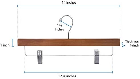 Класическа дървена закачалка за панталони / поли Topline с регулируеми скоби Декорация от орехово дърво (10