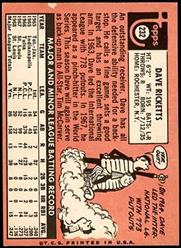 1969 Topps 232 Дейв Рикетс Сейнт Луис Кардиналс (Бейзболна картичка) VG Кардиналите