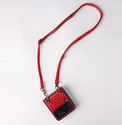Калъф за телефон от изкуствена кожа с блестяща пудра 3CASS, съвместим с каишка за ръка и лента за носене през