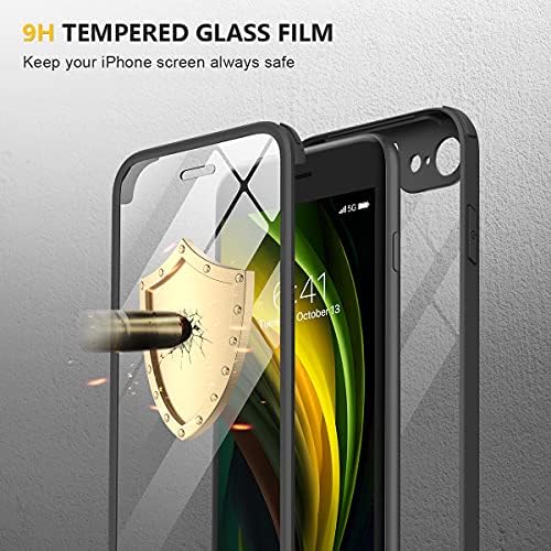 Калъф Miracase за iPhone SE 2020 2022 /калъф за iPhone 8 в пълен корпус с вградена стъклена защитно фолио за