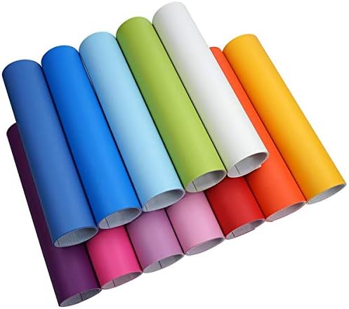 12 Броя 8x12 см (21x30 см.) на Ярки Едноцветни строежа листа от изкуствена кожа с памучна облегалка за производство на кожени лъкове и обеци, от всеки цвят по един лист, общ